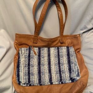 Camel leather free people tote